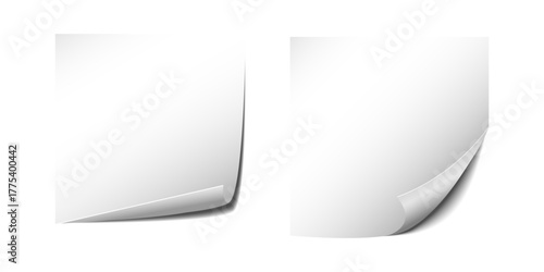 Curly page corner isolated on transparent background, realistic paper curl vector for page design, poster layout, flyer, or branding presentation template