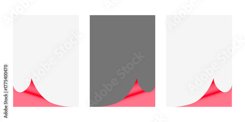 Realistic curly page corner illustration with curled corners set, paper page curl fold and flip sheet design, isolated vector mockup for notebook or presentation layout