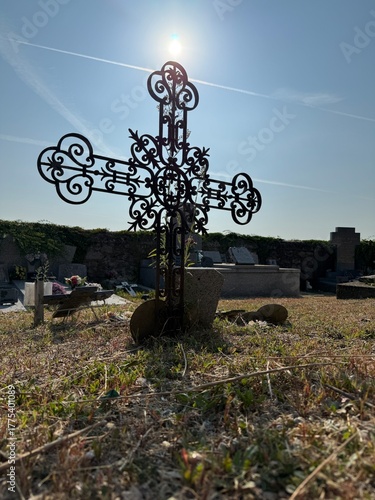 Symbol of faith and remembrance illuminated by soft daylight