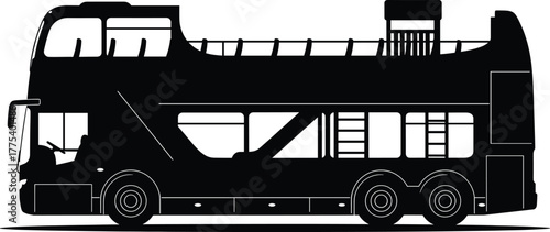 Silhouette of a double-decker bus double decker transport, bus, double decker, transport, public transport, city, travel, silhouette, black and white, vehicle, transportation, urban, tourism, passenge