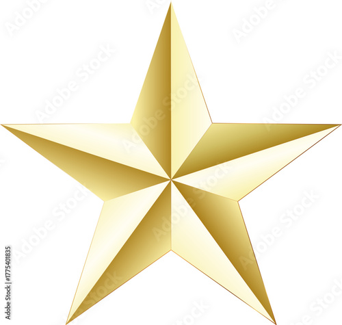 Bright beautiful golden five-pointed star festive design