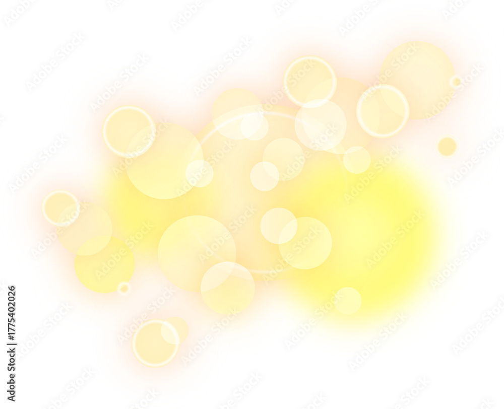 Naklejka premium Abstract Yellow Neon Bokeh Bubbles Illustration, Perfect for adding a glowing, vibrant touch to your designs.