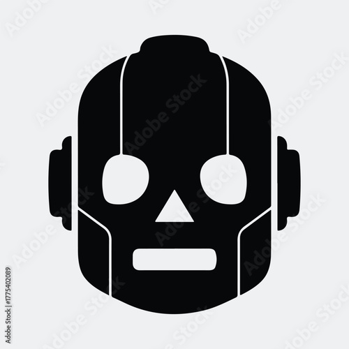 Silhouette of simple robot head design concept digital art Vector illustration