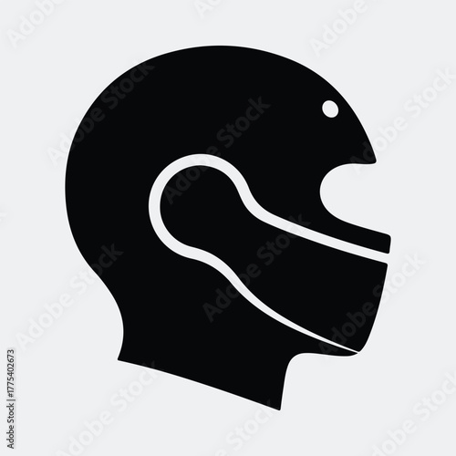 Silhouette race car driver helmet simple protection Vector illustration