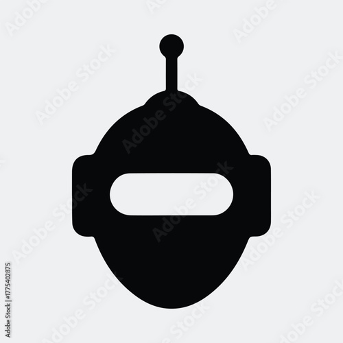 Silhouette retro robot head simple futuristic technology design Vector illustration