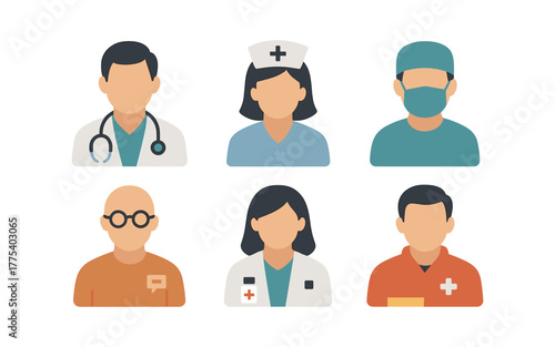 Diverse healthcare professions in flat design