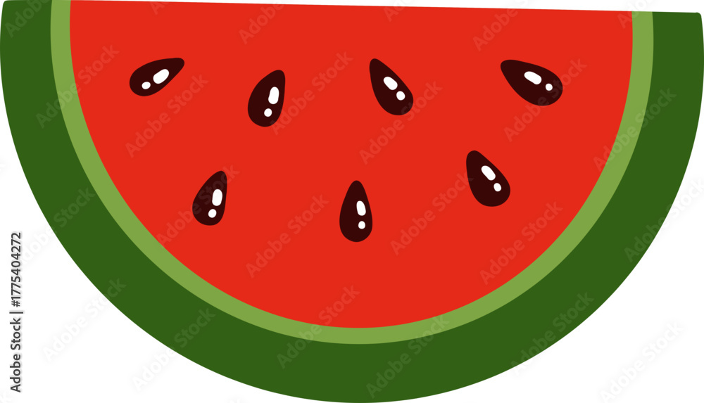 Obraz premium cute slice of watermelon fruit vector cartoon illustration