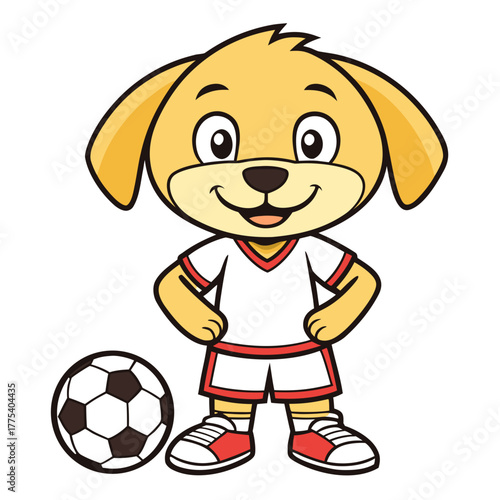 Cute Cartoon Dog Character Playing Football A Cheerful Animal Mascot in Sportswear