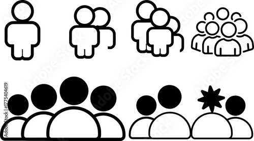 People icons representing individuals teams communities crowds and user groups