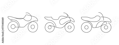 Three sketchy all-terrain vehicles lined up side by side