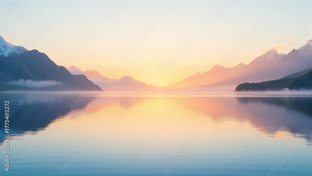 Fototapeta premium SunriseOverMountainLake