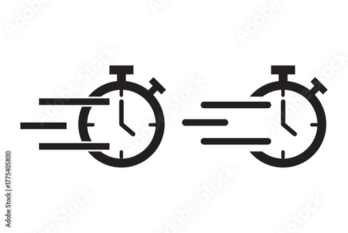 Fast Delivery Icon Featuring Stopwatch and Timer