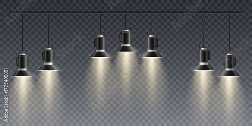 Glowing light lamps, lighting effect.