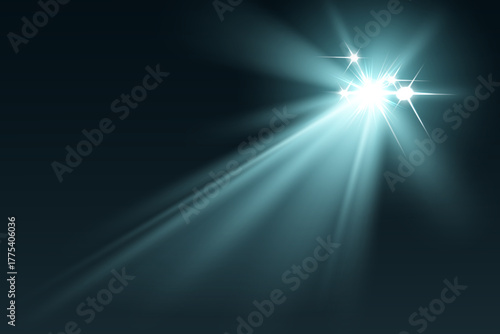 Special lighting effect of light, glowing star rays.