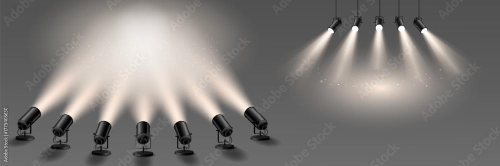 Obraz premium Stage spotlights with soft dust particles.