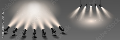 Stage spotlights with soft dust particles.