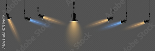 Spotlights shining on stage for performance or event design