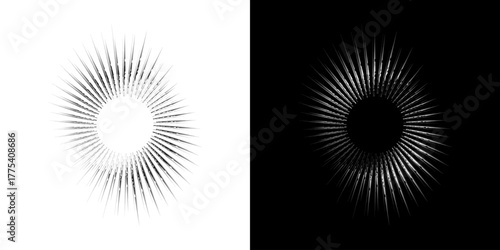Dynamic abstract spiral sound wave rhythm lines. Circular spiral sound wave rhythm of lines. Circular futuristic abstract lines, black and white background.	