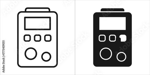 Set of two icons representing a multimeter, one in outline and one in solid black
