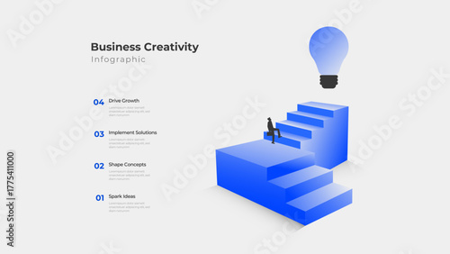 Business Creativity Infographic Template with 4 Stair Steps Diagram