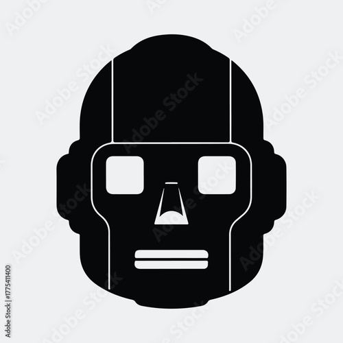 Silhouette skull futuristic robot head isolated on white Vector illustration