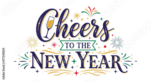 Celebrate the New Year with Vibrant Cheers and Sparkling Fireworks, Perfect for Festive Invitations, Holiday Greetings, and Joyful Social Media Posts