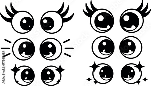 Collection of cartoon eyes with different expressions and styles