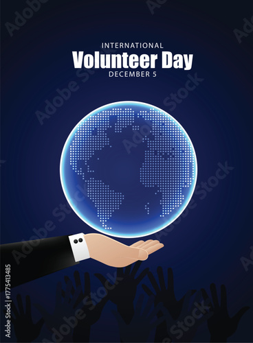 Globe held by helping hands representing International Volunteer Day global compassion