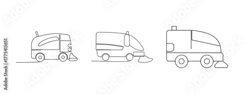 Three stylized ice resurfacing zamboni machines lined up side by side