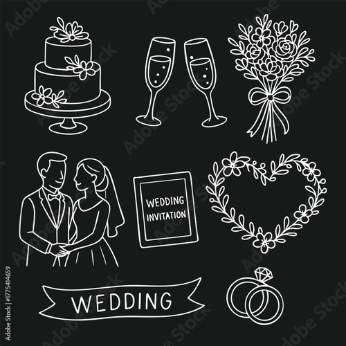 Hand-drawn Wedding Celebration Elements Collection