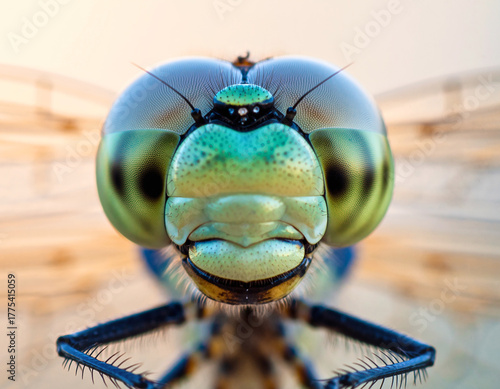 Extreme Macro Close-up of Dragonfly Compound Eyes and Face
