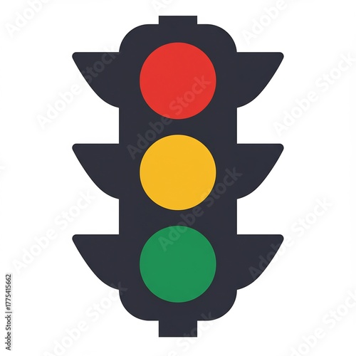 Traffic Light Signal With Red Yellow Green Lights.