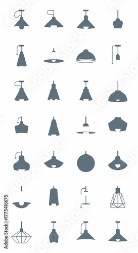 Collection of various pendant light fixture silhouettes.