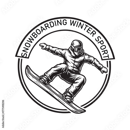 Snowboarding Adventure Logo design with white background