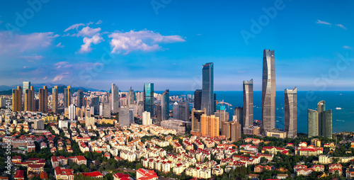 Aerial view of Qingdao Central Business District, China