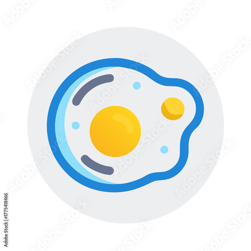 Freshly cooked fried egg with two yolks and clear whites, a simple and appetizing breakfast icon for culinary themes.