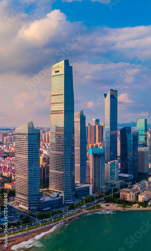 Aerial view of Qingdao Central Business District, China