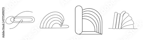 Clear line art graphics of desk sorters file organization systems