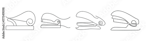 Three views of a desk organizer with multiple compartments for stationery items