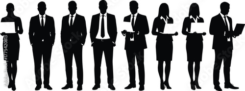 Business professionals silhouettes, corporate teamwork illustration, office colleagues with 