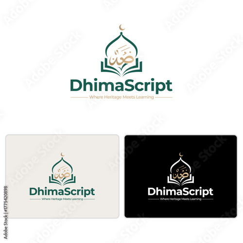 Islamic Education Logo with Crescent & Arabic Calligraphy – Vector
