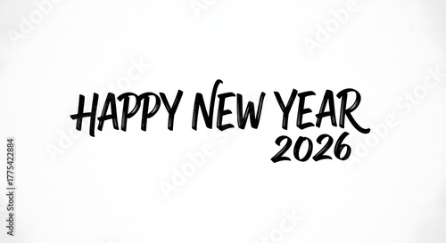 Happy new year 2026 simple text, Celebrate New Year 2026 with this modern festive graphic, perfect for invitations, banners and social media posts to welcome the upcoming year with joy. 