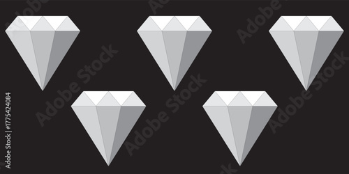 White silhouettes of diamonds, vector