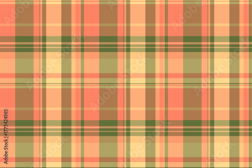 Day plaid seamless vector, duvet tartan background pattern. Inspiration fabric check textile texture in orange and yellow colors.