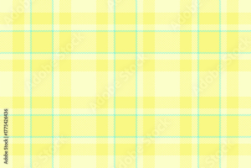 Coat seamless tartan textile, decorative vector plaid background. Cozy check fabric texture pattern in yellow and lemon chiffon colors.