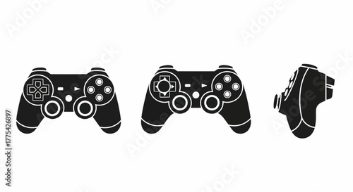 Minimal Graphic Game Controller Icon Set Style Vector Black & White