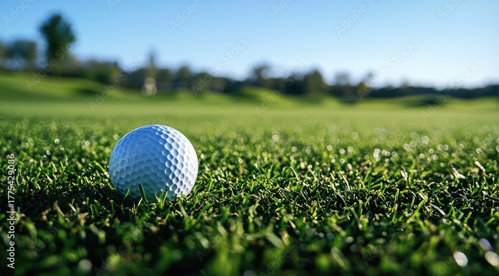 Fototapeta premium Golf ball on a green fairway (8)