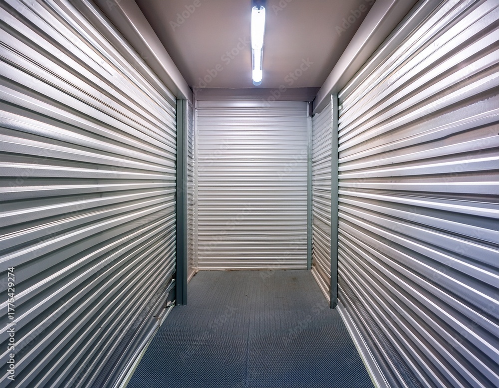 Naklejka premium open empty self storage unit with a view into the clean interior