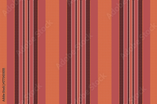 Gexual vertical textile background, scenery pattern texture seamless. Bditable fabric lines stripe vector in red and orange colors.