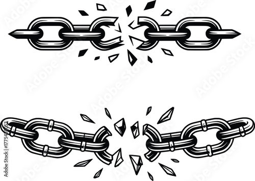 Broken Chain Vector Symbol of Freedom and Strength.